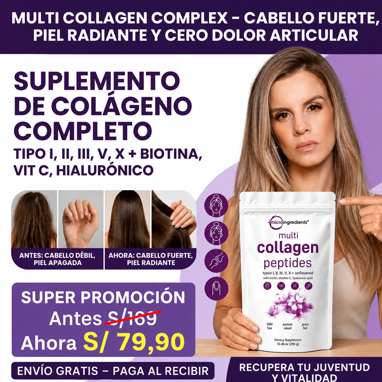 Multi Collagen Complex – Cabello Fuerte, Piel Radiante y Cero Dolor Articular