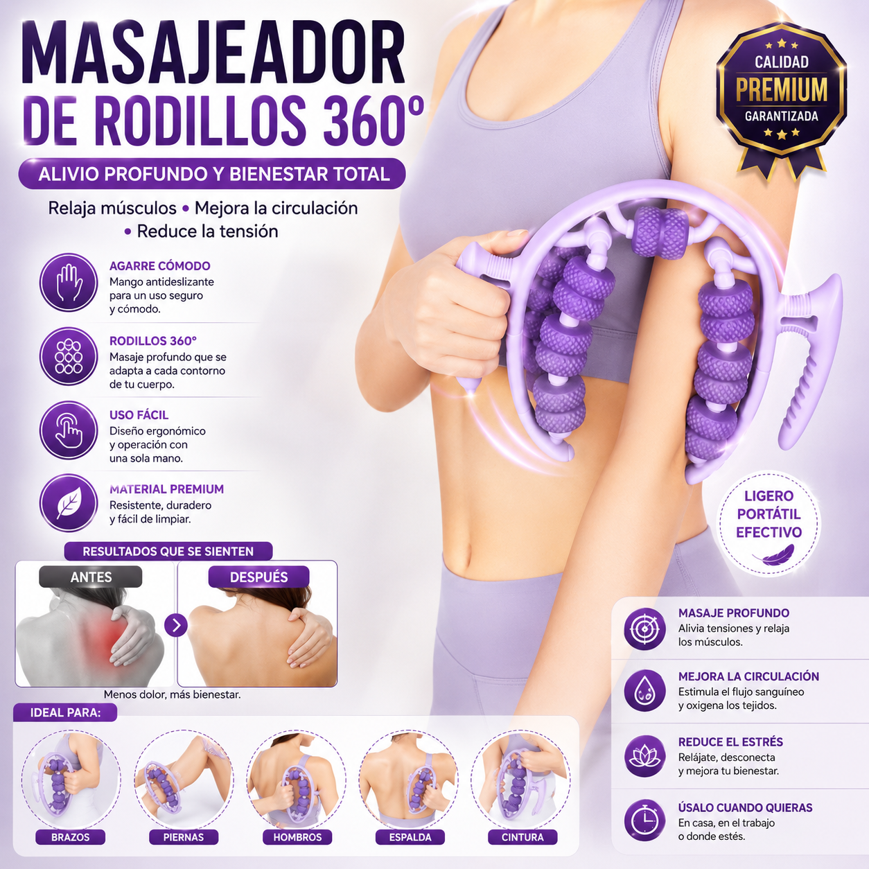 Rodillo masajeador anticelulítico