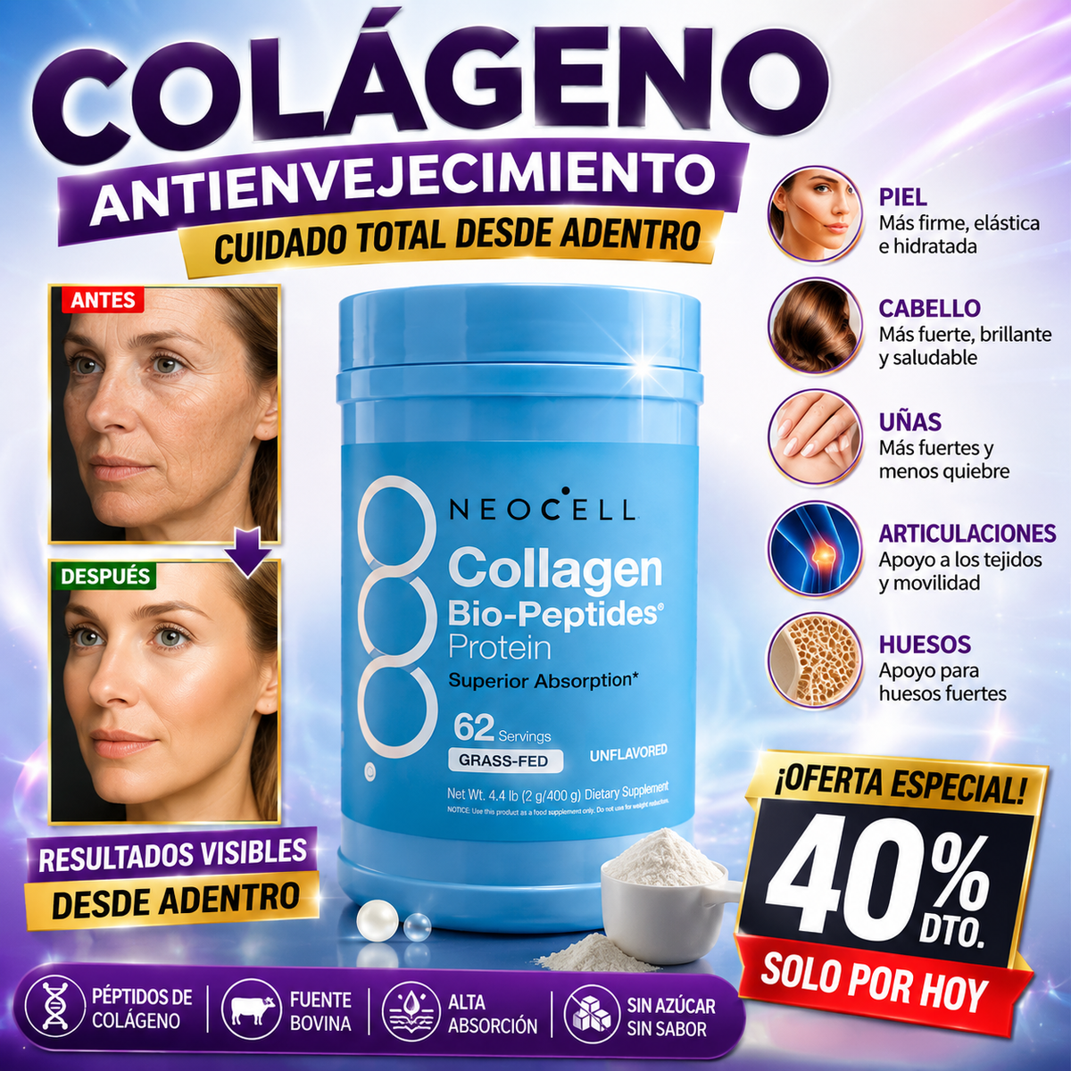 Neocell Collagen Bio-Peptides. PAGA 1 LLEVA 2