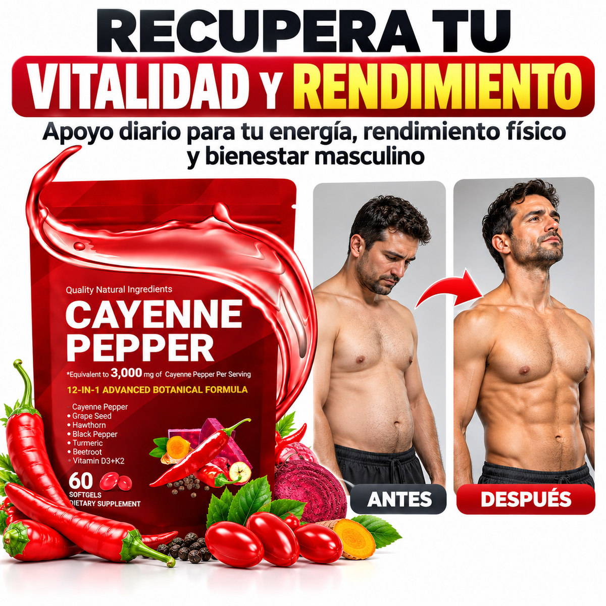 Cayenne Pepper — Más Energía, Vitalidad Y Rendimiento Masculino
