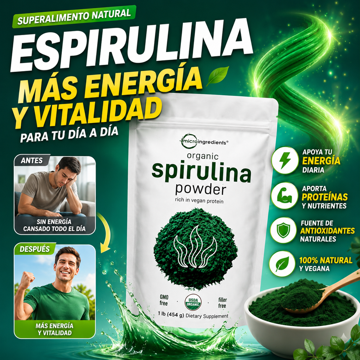 Espirulina Orgánica en Polvo – Energía y Vitalidad Natural