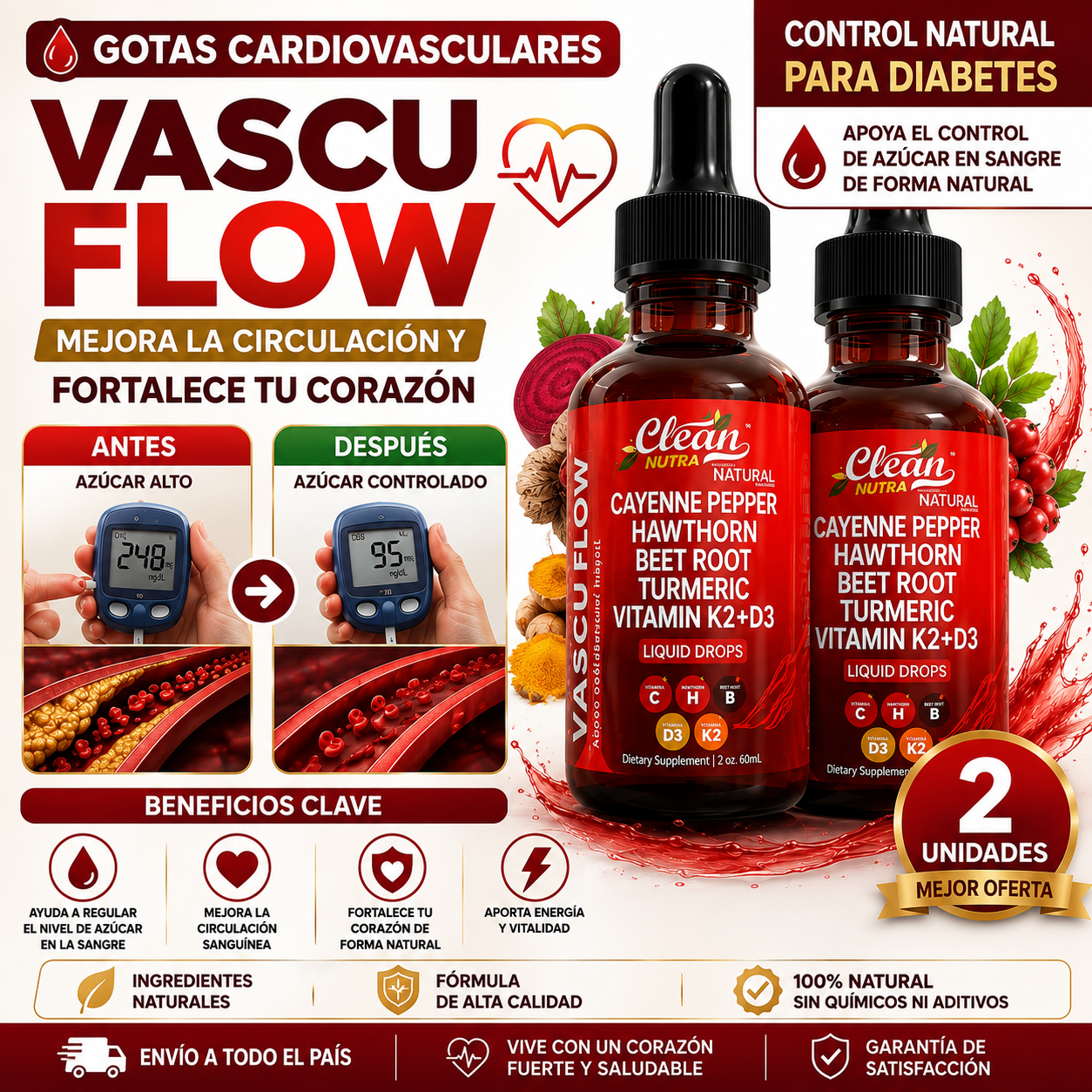 BLOOD SUGAR  – Mejora la Circulación y Fortalece tu Corazón de Forma Natural, Oferta paga 1 lleva 2