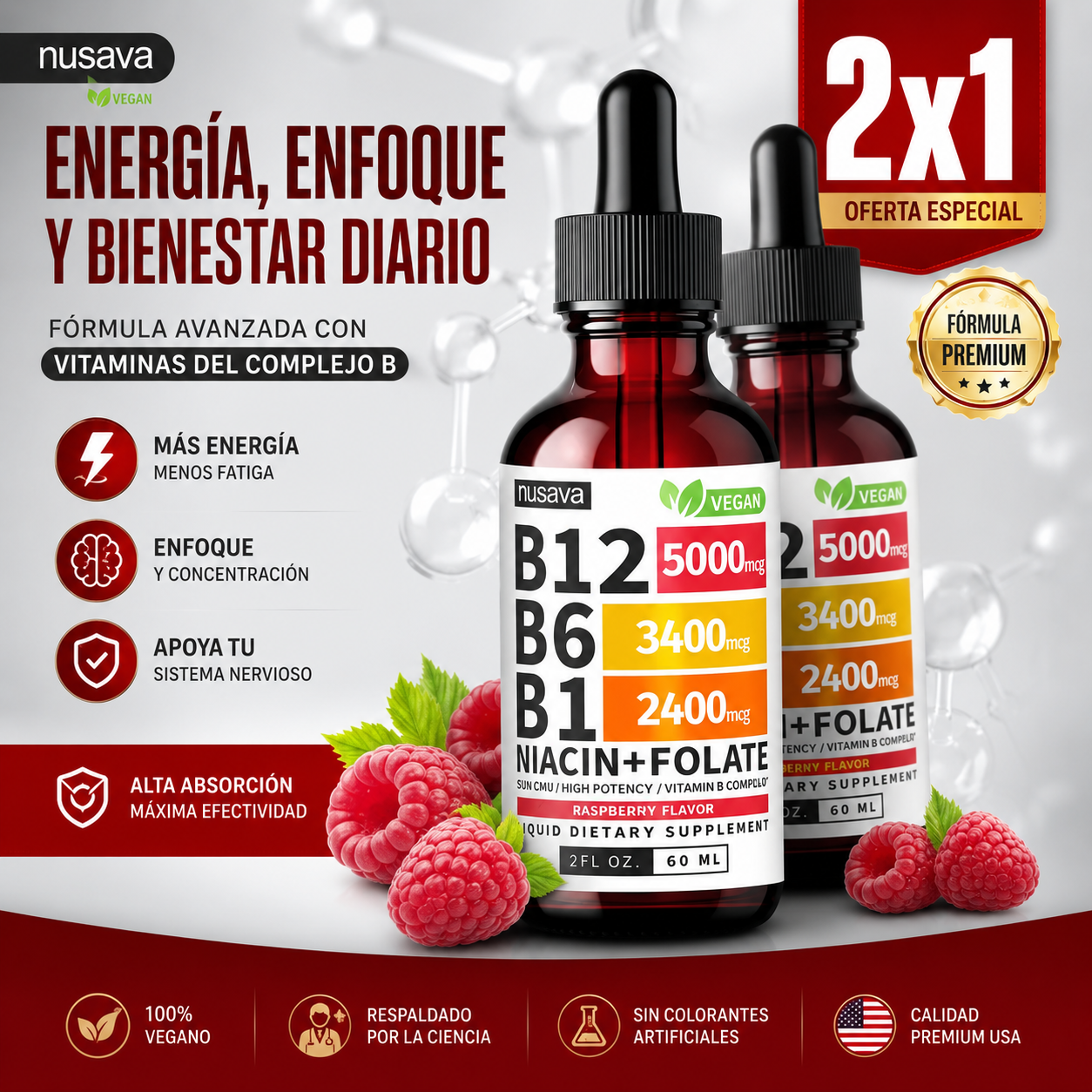 Vitamina B12– Combate el Cansancio, Más Energía, Mejor Concentración y Bienestar Diario