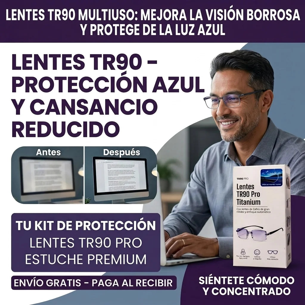 Lentes TR90 Multiuso –  Mejora la Visión Borrosa y Protege de la Luz Azul