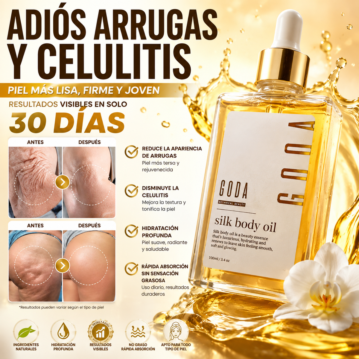 GODA Silk Body Oil | El secreto para una piel visiblemente más lisa y firme